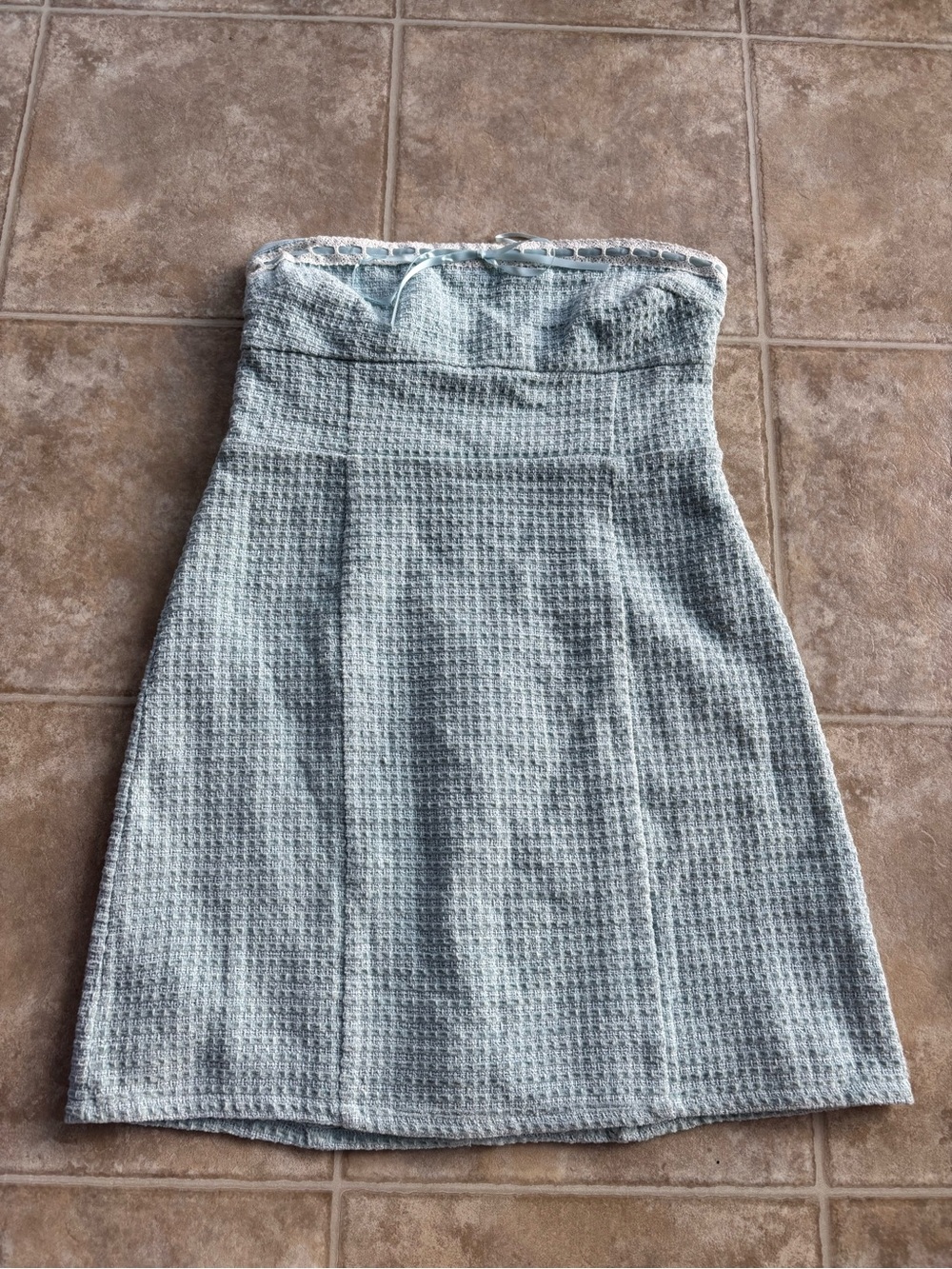 Altar'd State Strapless Textured Pale Blue Dress